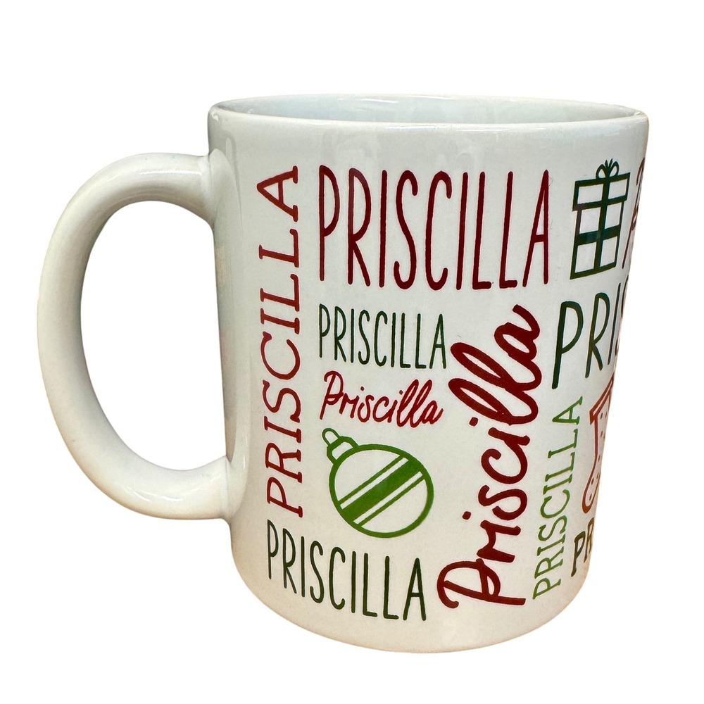Personalized Priscilla Christmas Holiday Mug Tree Ornament Design Ceramic‎ Mug